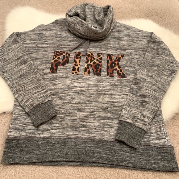 PINK Victoria's Secret Sweaters - 1 Hr! Pink VS leopard print grey cowl neck Small